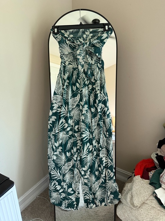 Patrons of Peace Pants - Patrons of Peace Hacienda Teal Tropical Strapless Jumpsuit